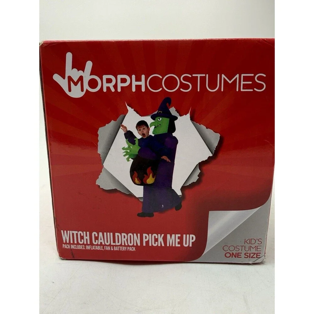 Inflatable Witch Cauldron Pick Me Up Costume Scary Halloween Morph Kids One Size